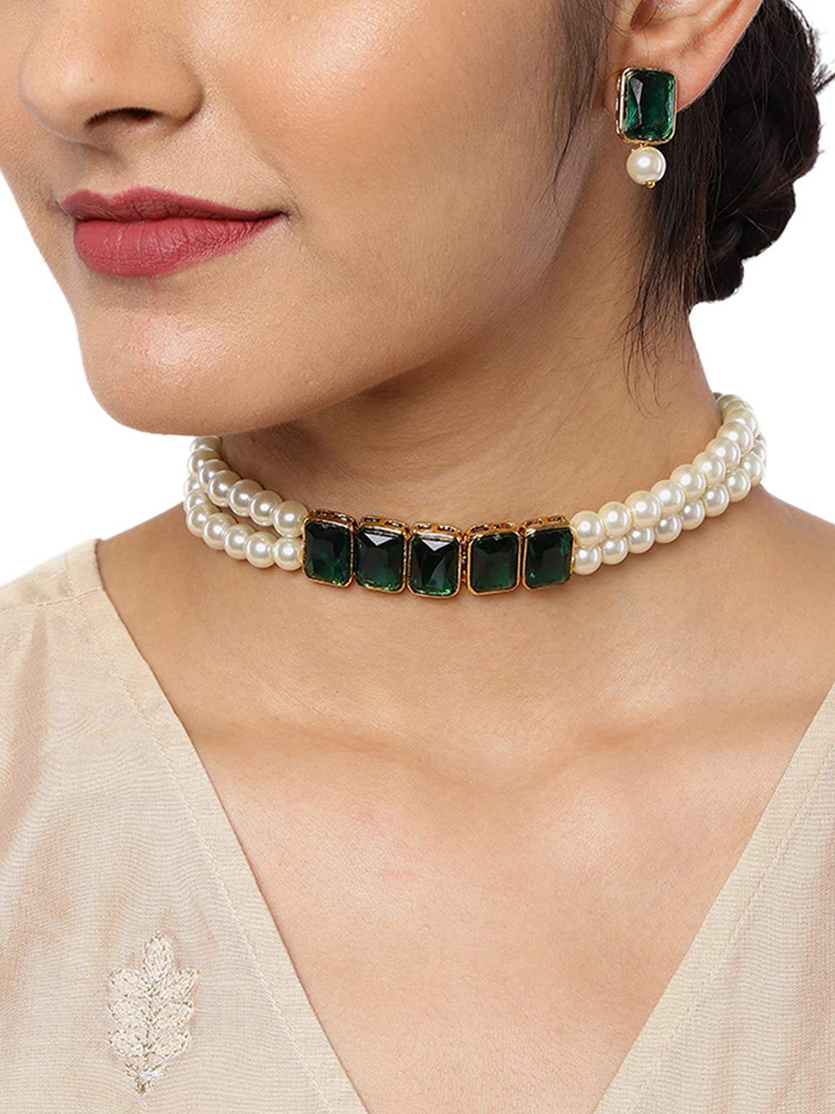 ZAVERI PEARLS Jewellery Set For Women -Green – Safqqa Egypt