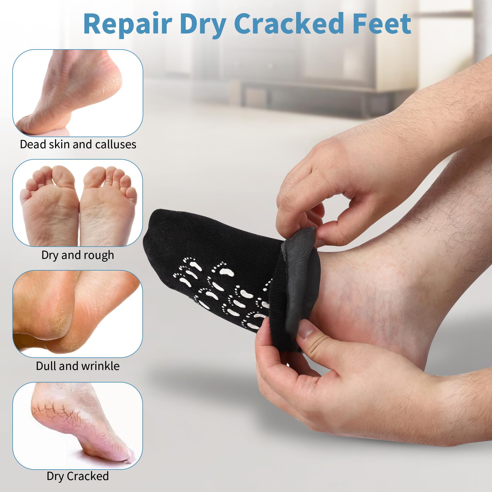 Silicone Moisturizing Socks for Men - 1 Pair Soft Foot Care Socks
