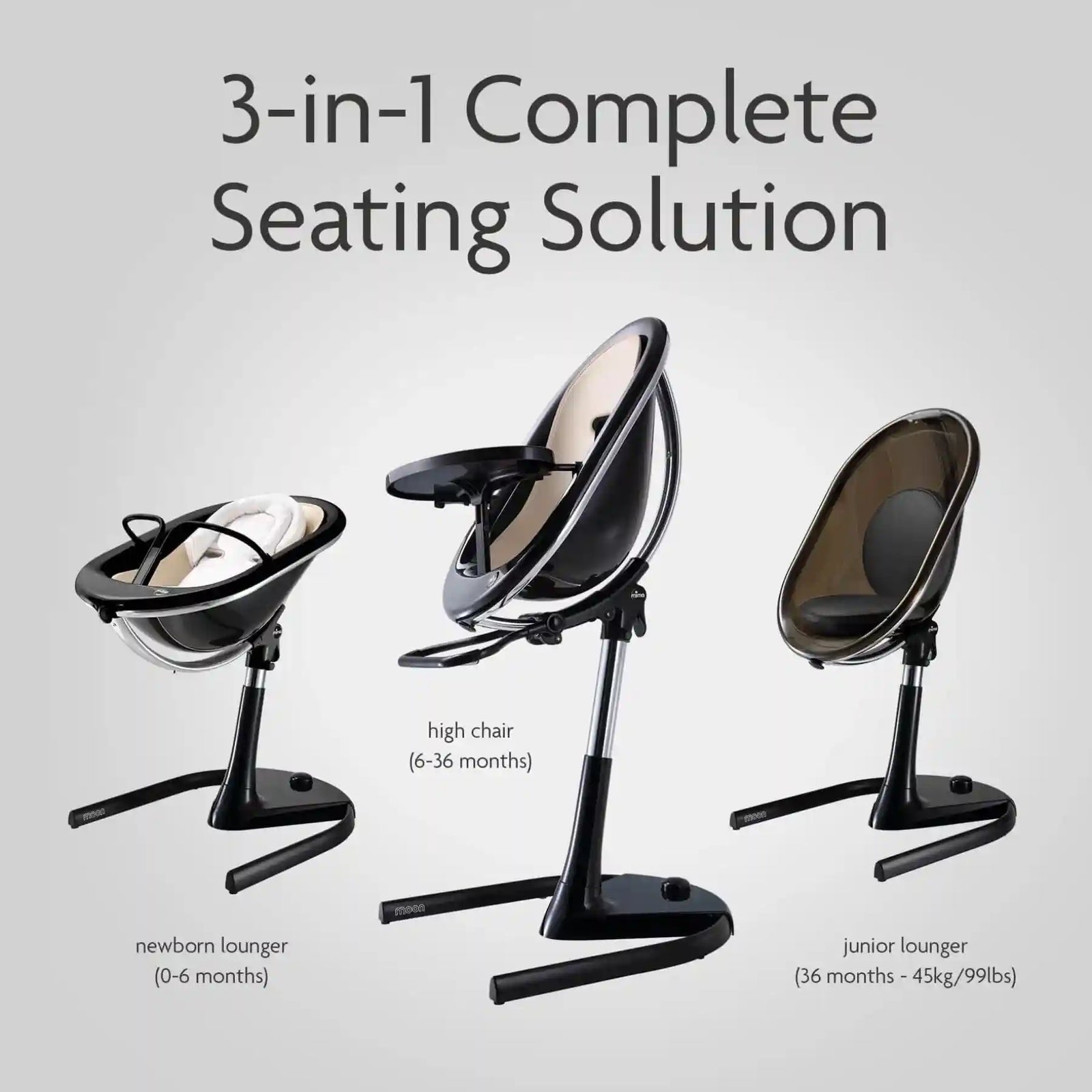 Mima High Chair for Babies, White Stable and secure design with safety harness