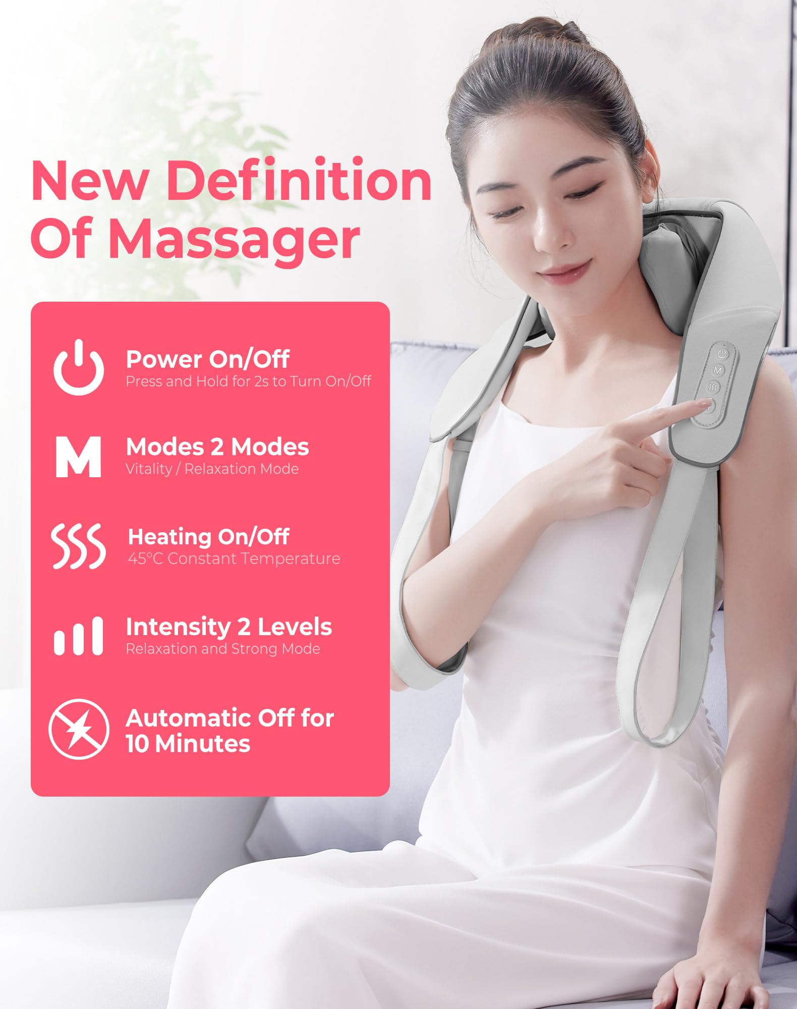 Atopskins Cordless Shiatsu Neck and Back Massager with Heat - Deep Tissue Pain Relief, 6D Kneading Heated Neck Massage for Cervical Pain - Safqqa Egypt