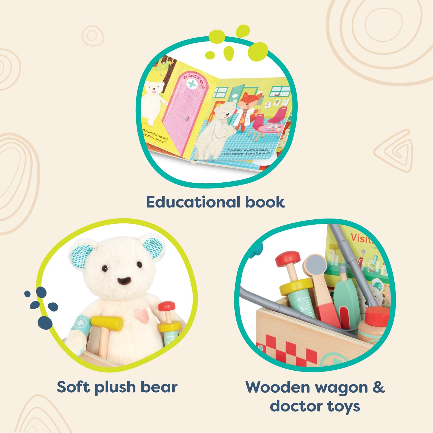 B.Toys Kids Doctor Play Set Pretend Medical Kit for Children