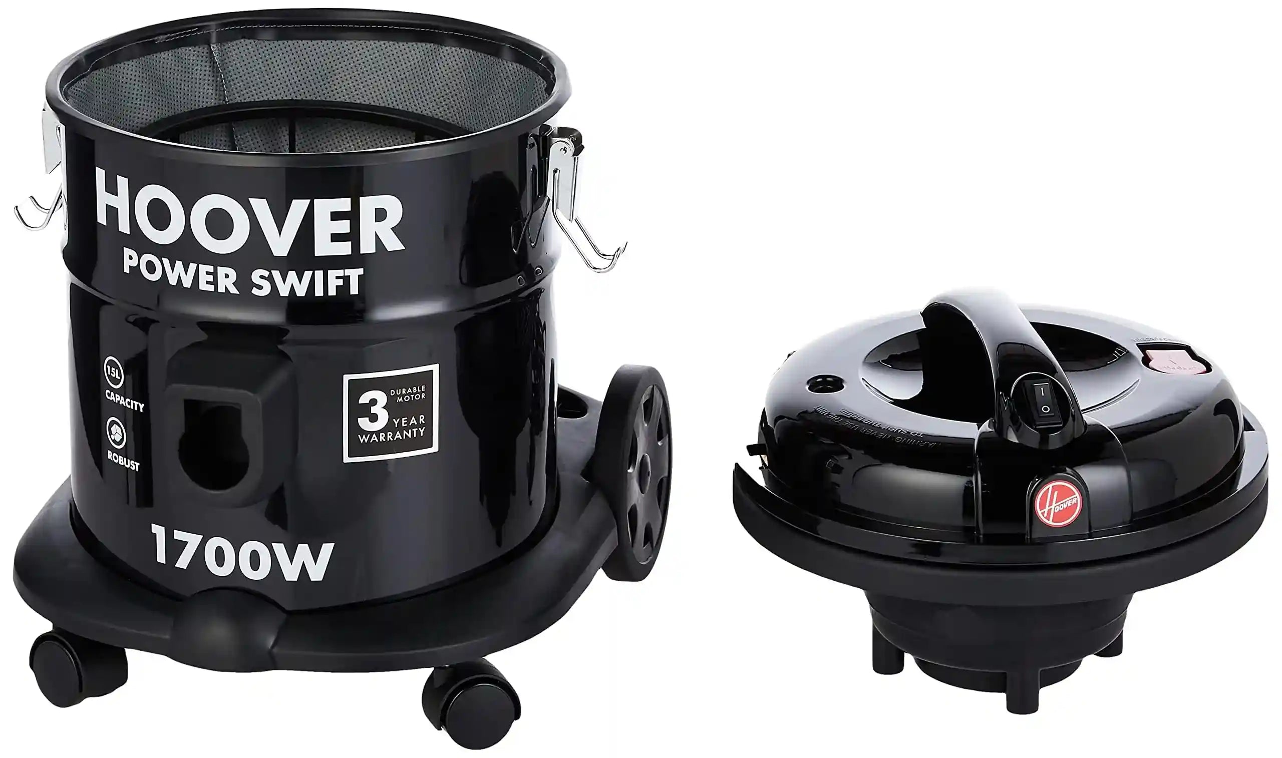 Hoover Power Swift Compact Drum Vacuum Cleaner – 15L Capacity, 1700W, Blower Function, Ideal for Home & Office - Safqqa Egypt