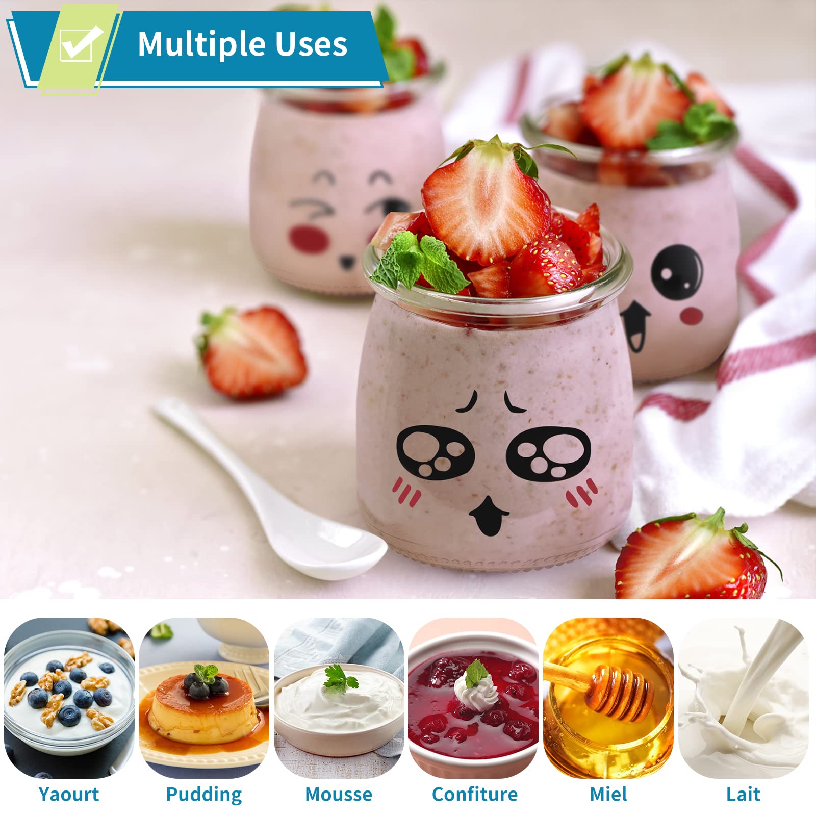Skelang 10 Pcs 200ml Pudding Glass Bottle, Yogurt Jars with Lids, Dessert Storage Bottle for Honey, Jelly and Milk - Without box