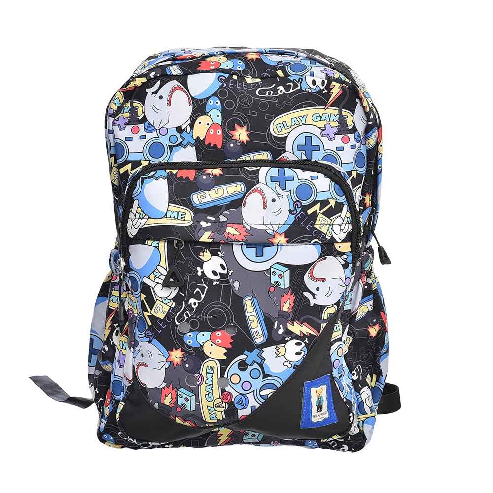 Dragon Fabric Unisex Teddy Bear Large Zipper Backpack With Big Zipper Front Pocket And Two Bottle Place For Kids - Multi Color - Safqqa Egypt