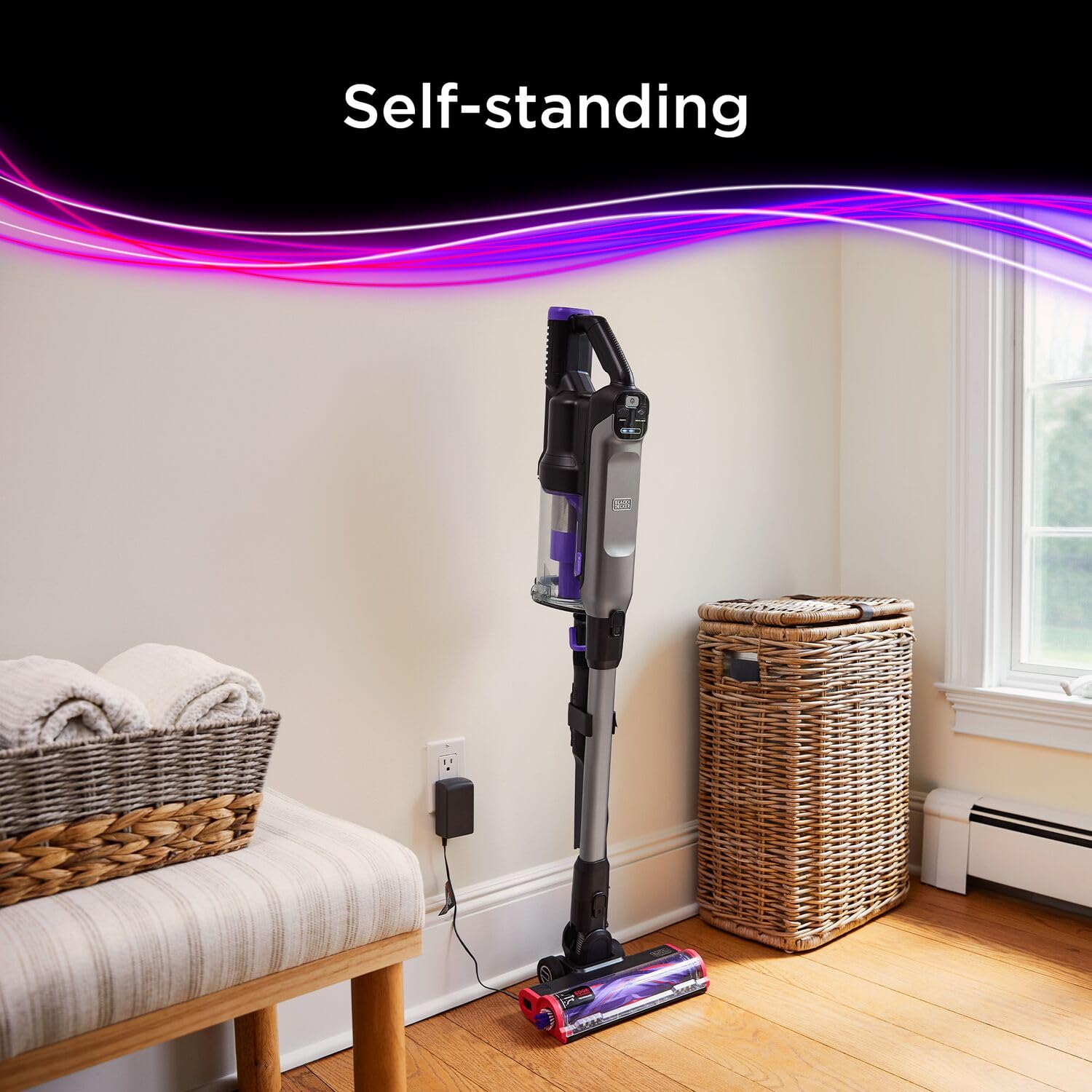 مكنسة كهربائية عمودية لاسلكية بلاك اند ديكر 21.6 فولت بمحرك رقمي قوي