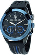 Maserati Traguardo Black & Blue PU Quartz Chronograph Watches R8871612006 With Luminous Hands, Men