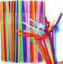 Portal Colorful Flexible Drinking Straws 60 Pieces Disposable Plastic Straws
