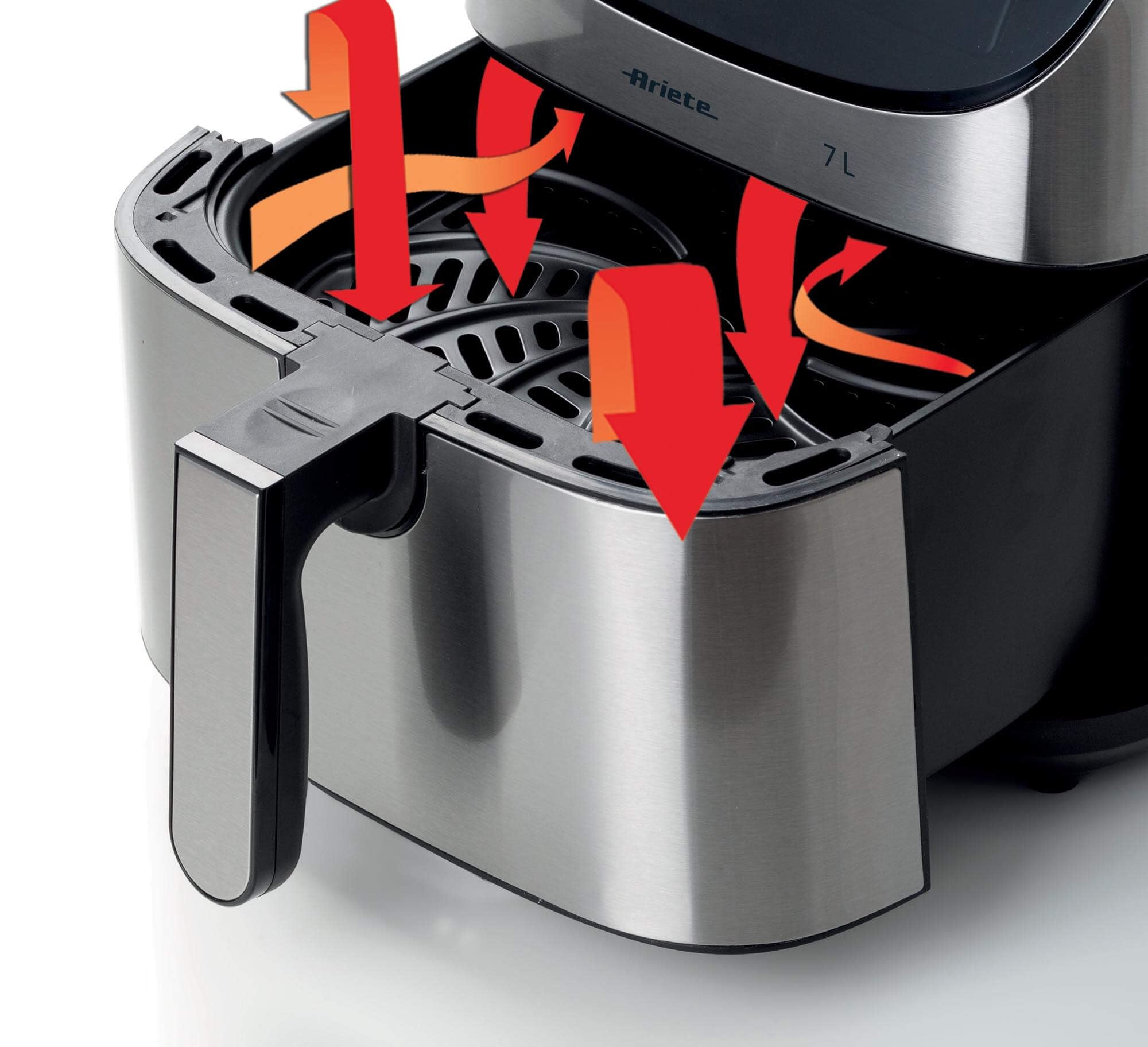 Ariete 4628 AIRY FRYER Metal Air Fryer with Large 7L basket & 12 pre-set programs, Suitable for fried fish, meat, croquettes, chips and breaded foods