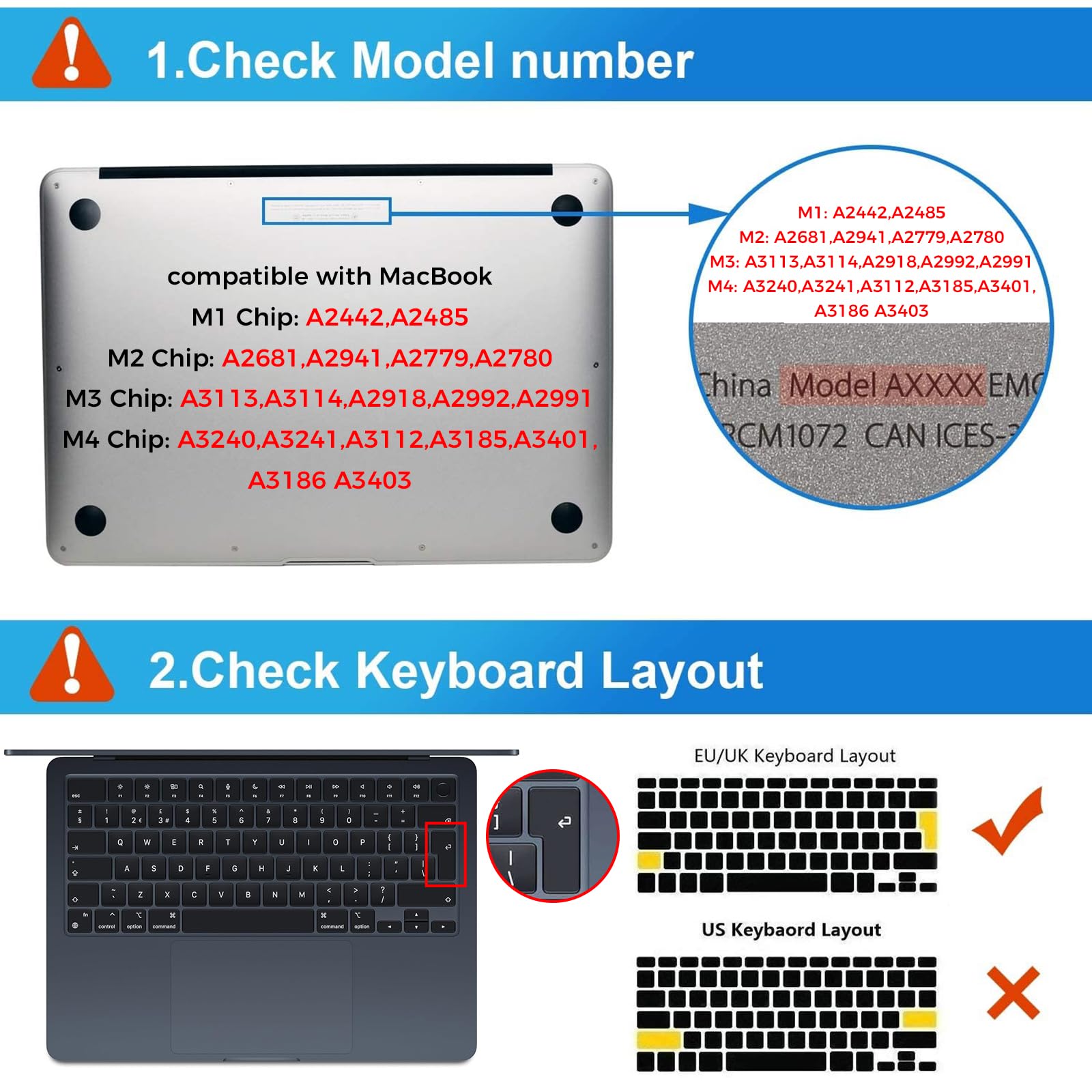 EooCoo Keyboard Cover compatible for 2023 M2 Macbook Air 15