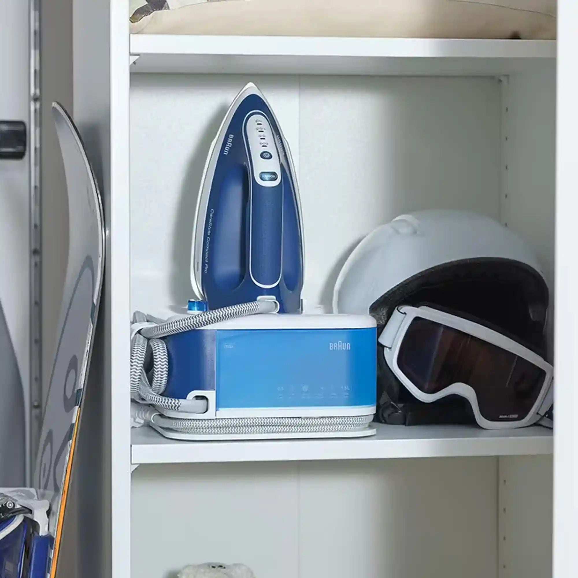 Braun CareStyle Compact Pro IS2565BL Steam Iron with FreeGlide 3D Technology, iCareMode, Eco & Turbo Modes, Vertical Steaming, Anti-Drip, 1.5L Water Tank, 2400W – Blue-Have Scratches - Safqqa Egypt