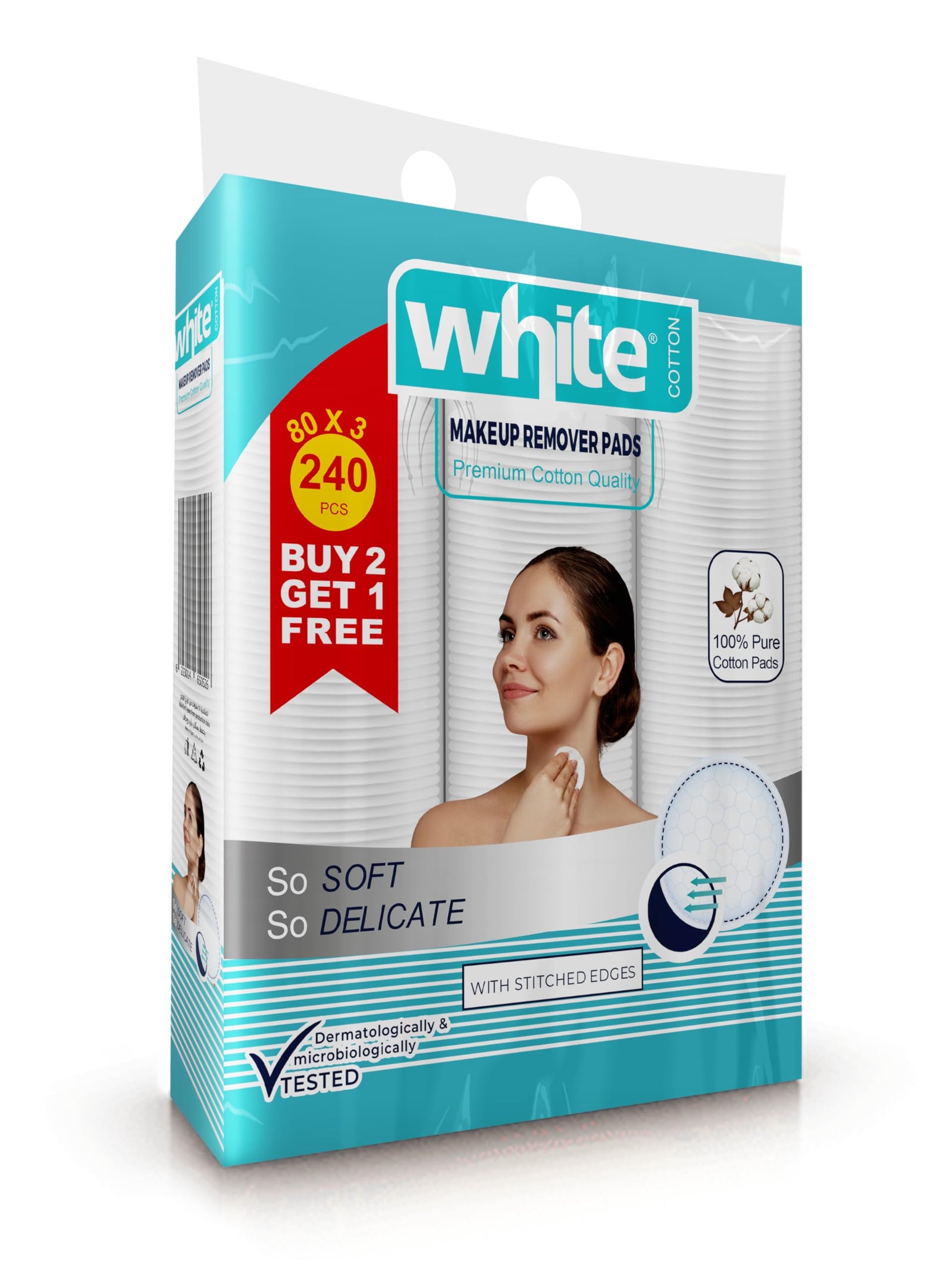 White Make-up Remover Cotton Pads 3 * 1 Promotion