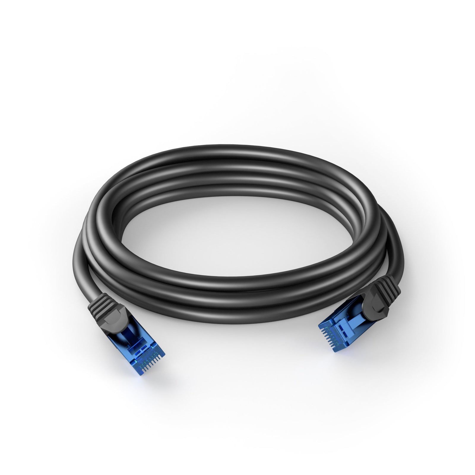 KabelDirekt – 25m – Ethernet, patch & network cable (transfers gigabit internet speed, ideal for 1Gbps networks/LANs, routers, modems, switches, RJ45 plug (blue), black)