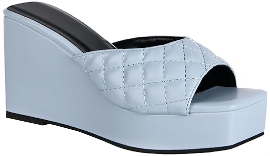 Pixi Women's Faux Leather Square-Toe Basket-Weave Wedge Sandals