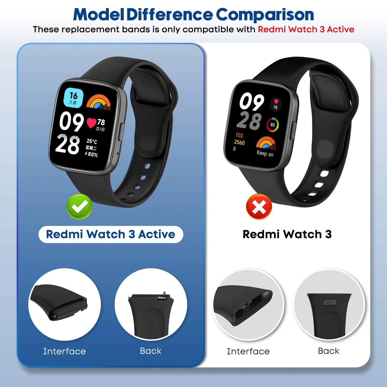 سوار ساعة من Dl3 Mobilak السيليكون سوارًا بديلًا مصممًا ليتوافق مع ساعة Xiaomi Redmi Watch 3. 