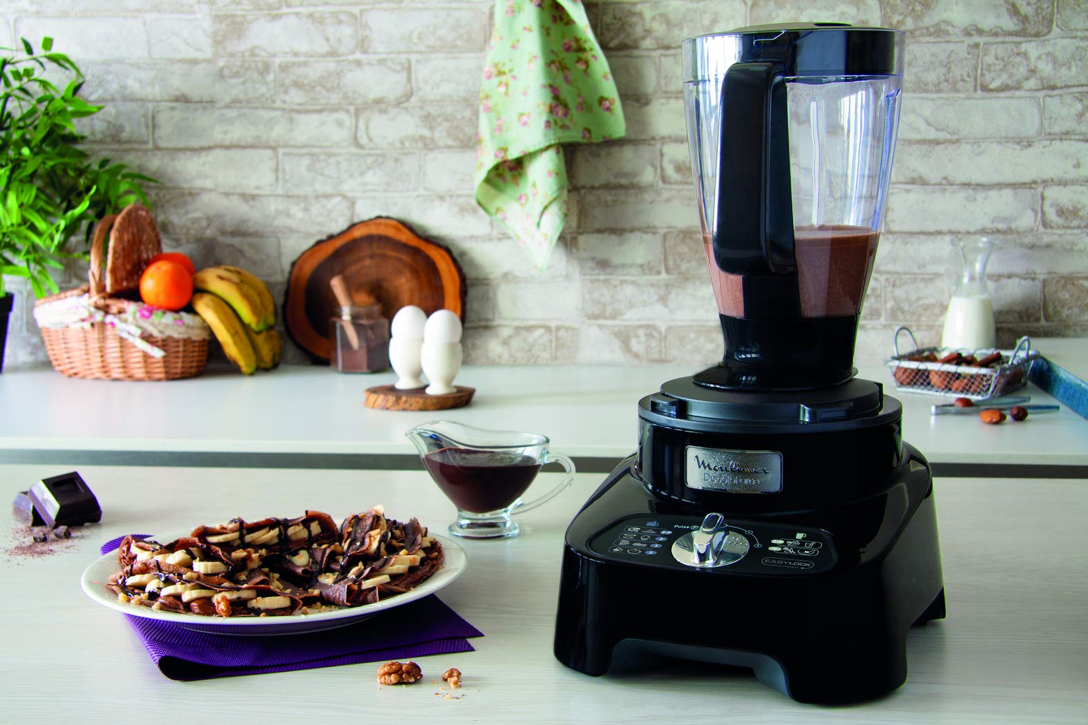 Moulinex Food Processor Double Force, 1000W, 3L Bowl, 2L Blender, 8 Attachments, Black, 2-Year Warranty, Model FP821827
