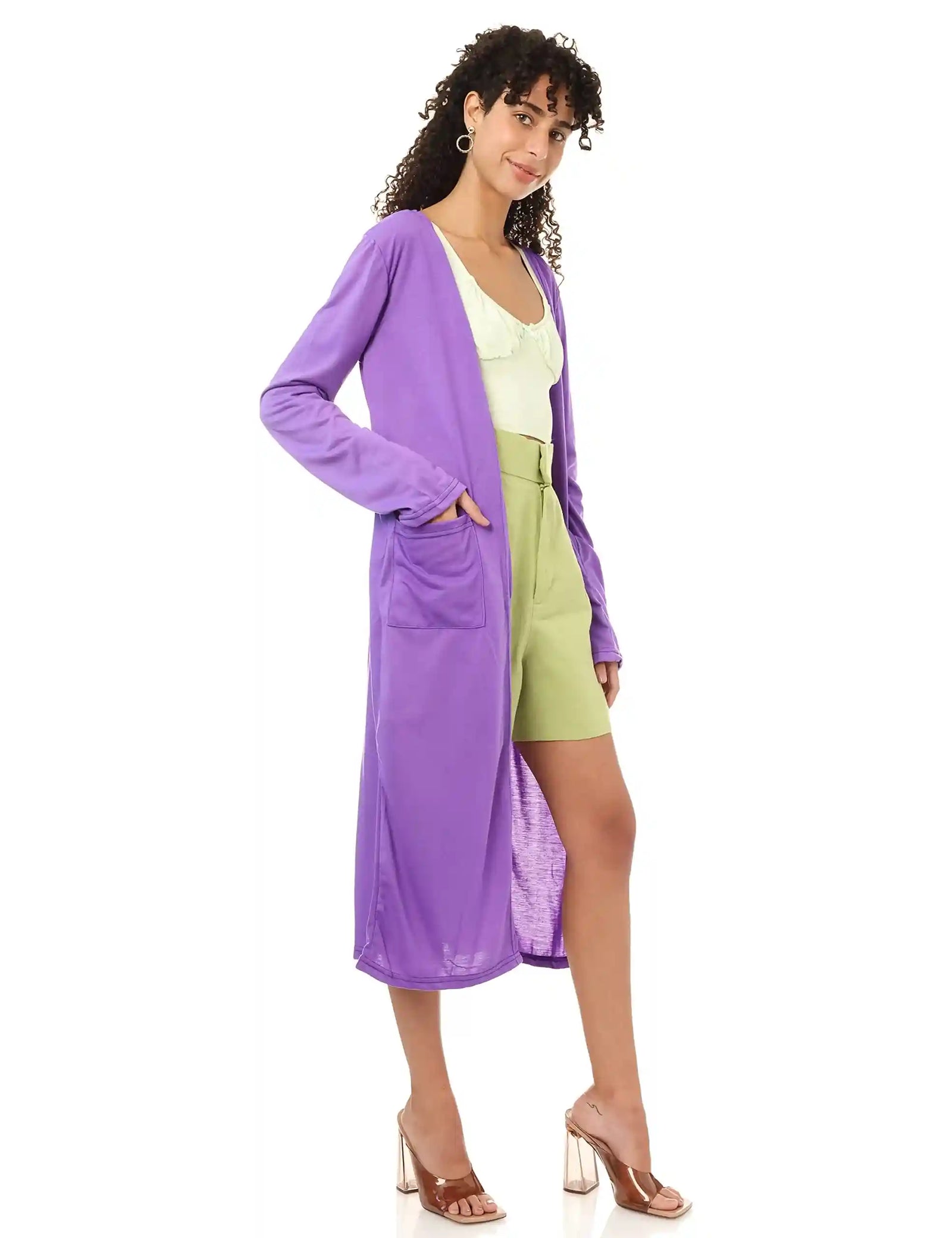 JAMILA Side Pockets Long Cardigan For Women ,Soft, breathable, and lightweight fabric for all-day comfort.