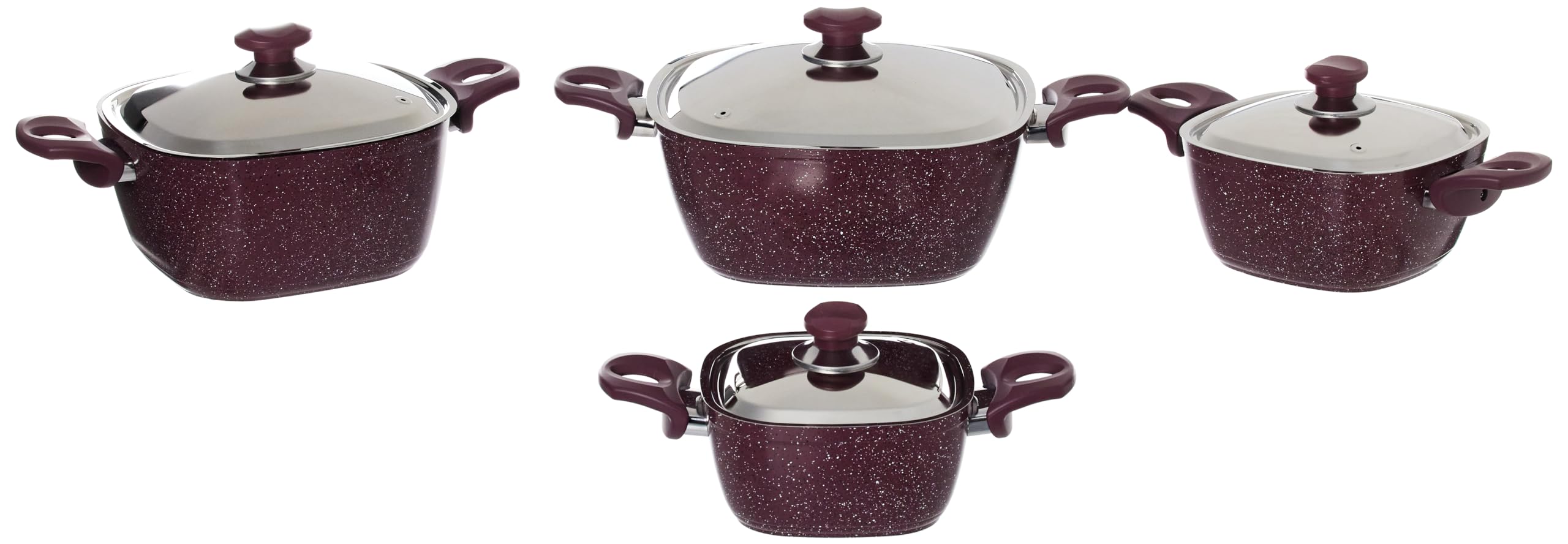 Top Chef 10-Piece Square Granite Cookware Set – Non-Stick & Durable (Pots 18/20/24/28 + Pan 26 + Tray 26 cm)