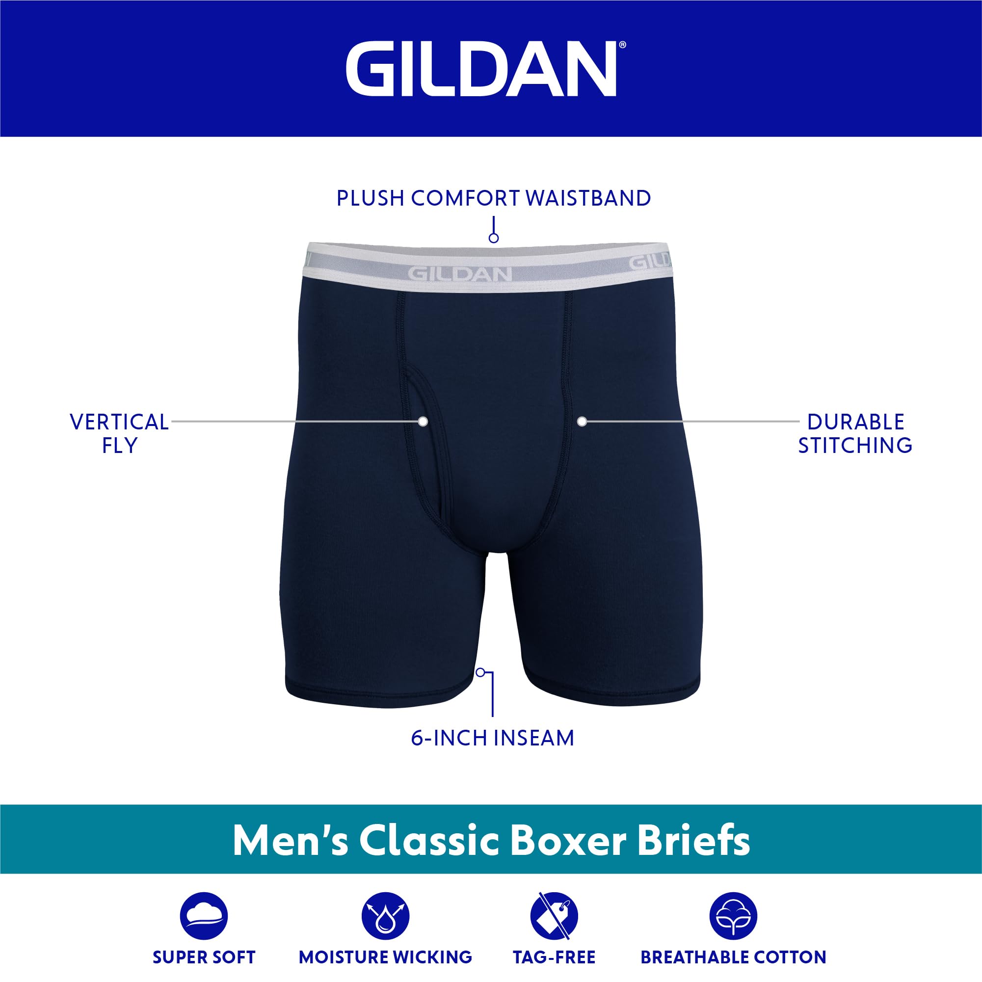 Gildan Men's Regular Leg Boxer Brief Multipack
