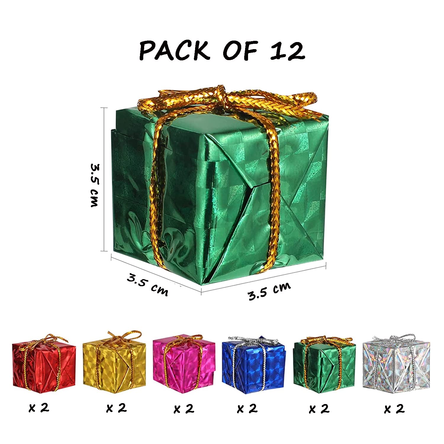 AMFIN® (Pack of 12) Christmas Tree Decoration Items/Christmas Gift Decor/Xmas Tree Decoration/X - Mas Tree Decoration/Gift Tree Decoration Box/Gift Ornaments for Tree