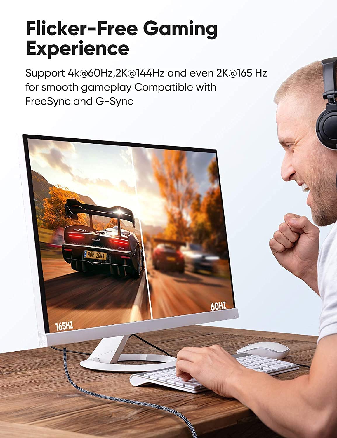 Snowkids Displayport Cable 2M,High refresh rates for smooth gaming and video playback