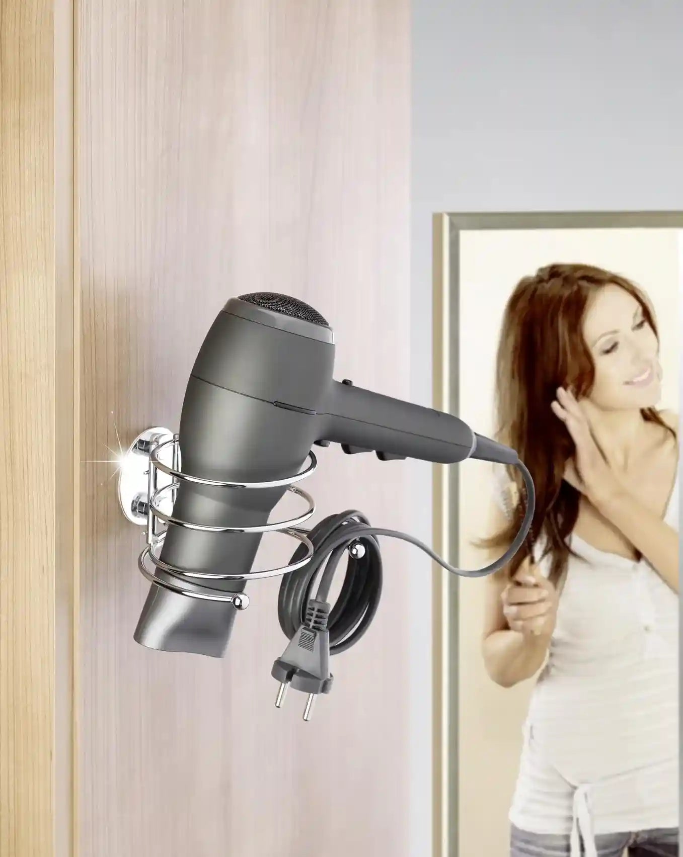 WENKO Hair Dryer Holder, Steel, Cosmetic Styling Tool Organizer for Bathroom, Home Bedroom Accessory, 14 x 7.5 x 11.5 cm – Safqqa Egypt