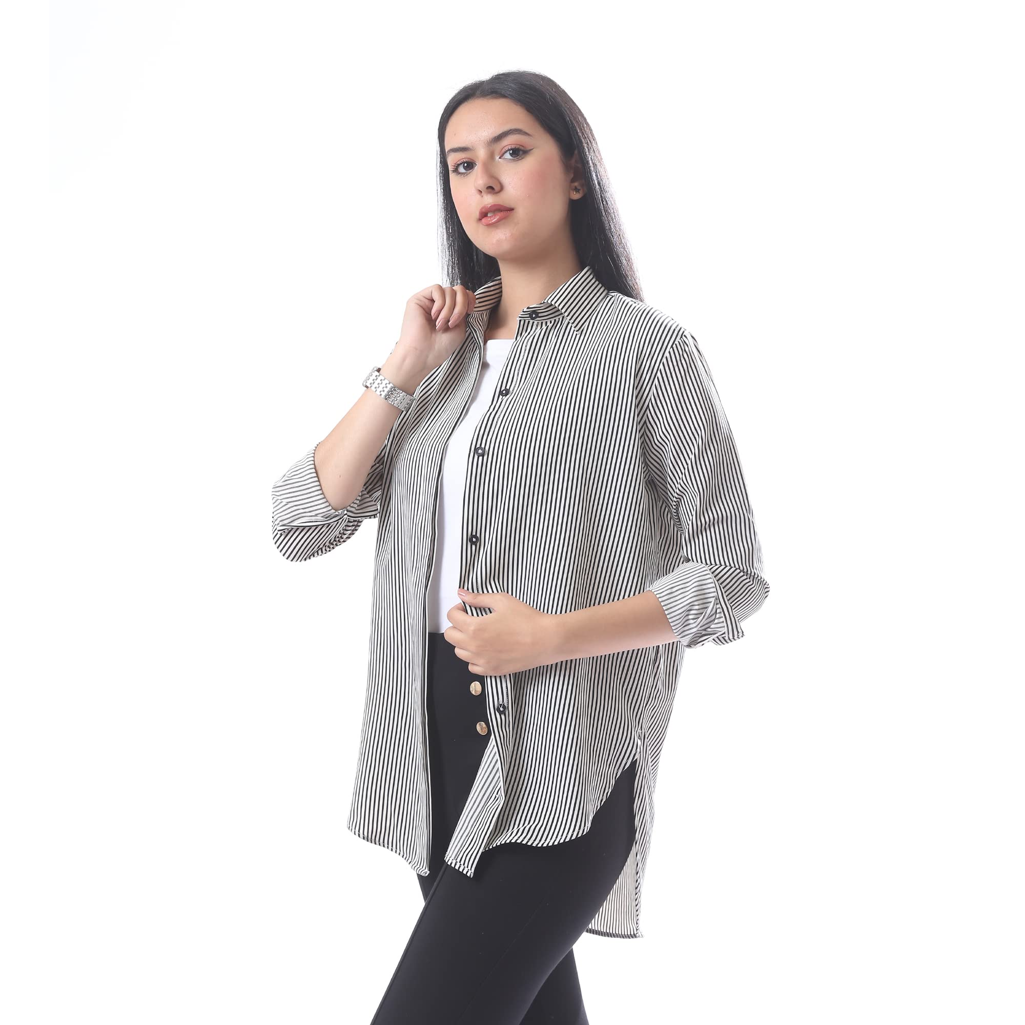 Andora Stripped Shirt For Women,Versatile style suitable for work or casual outings.
