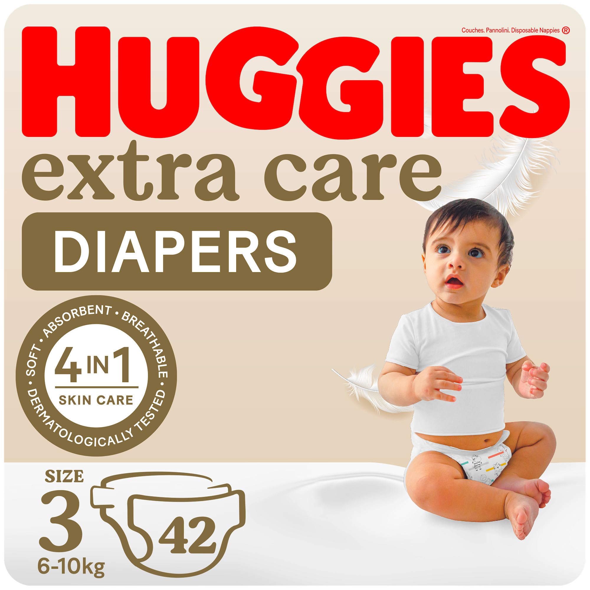 Huggies extra care size 3 value pack (4-9 kg) 42 diapers - made in europe - Safqqa Egypt