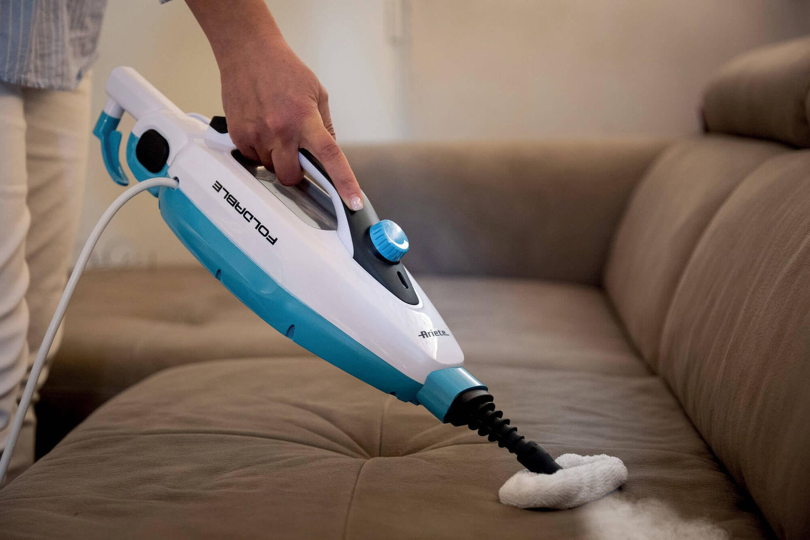Ariete Steam Mop Foldable 10 in 1 4175, Broom, Plastica, White/Light Blue, 1500 W (by Delonghi Group)-Damage Box