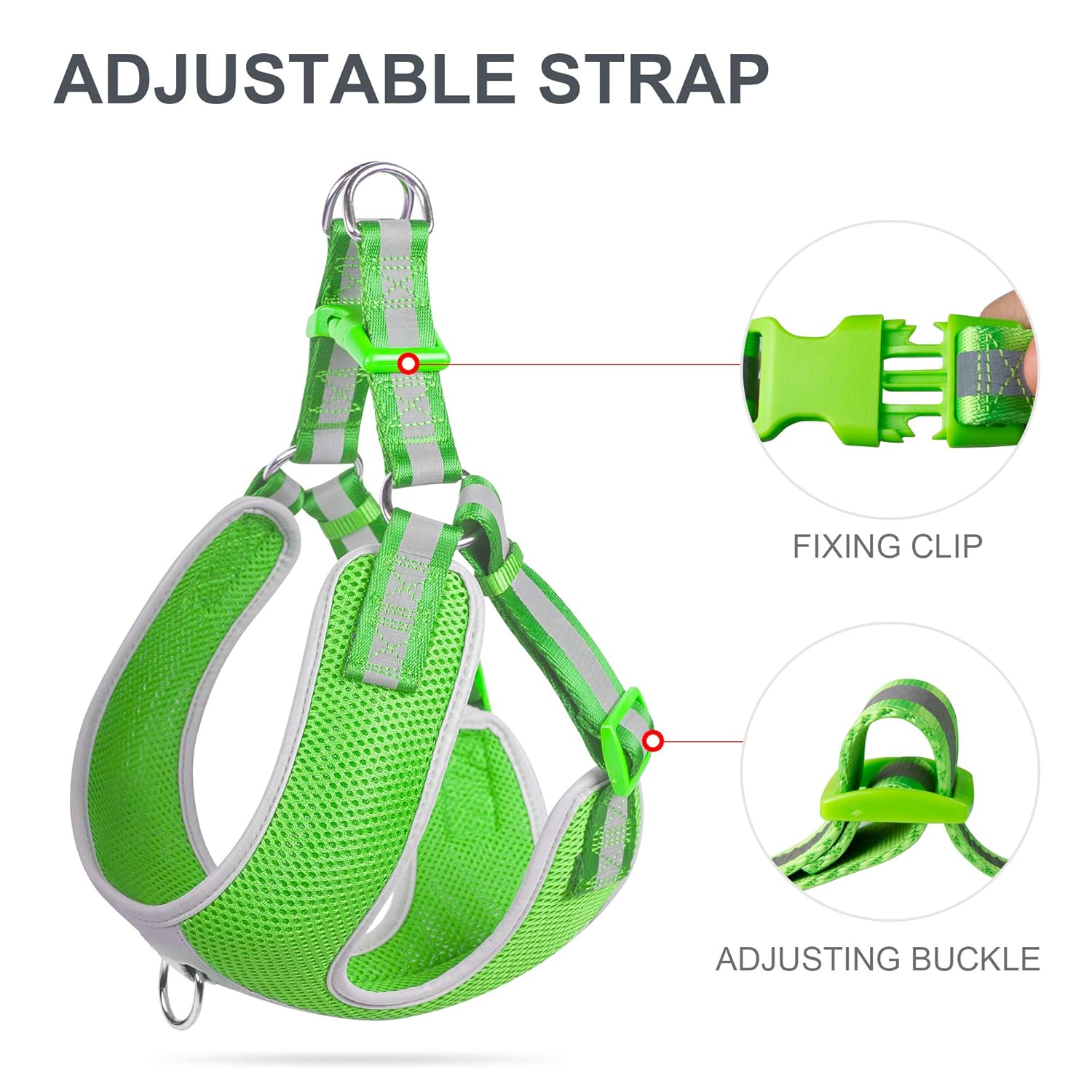 Fida Step-in Dog Harness, Superior Reflective Puppy Vest Harness- All Weather Air Mesh, Adjustable Harness for for Large Dogs (L, Green) - Safqqa Egypt