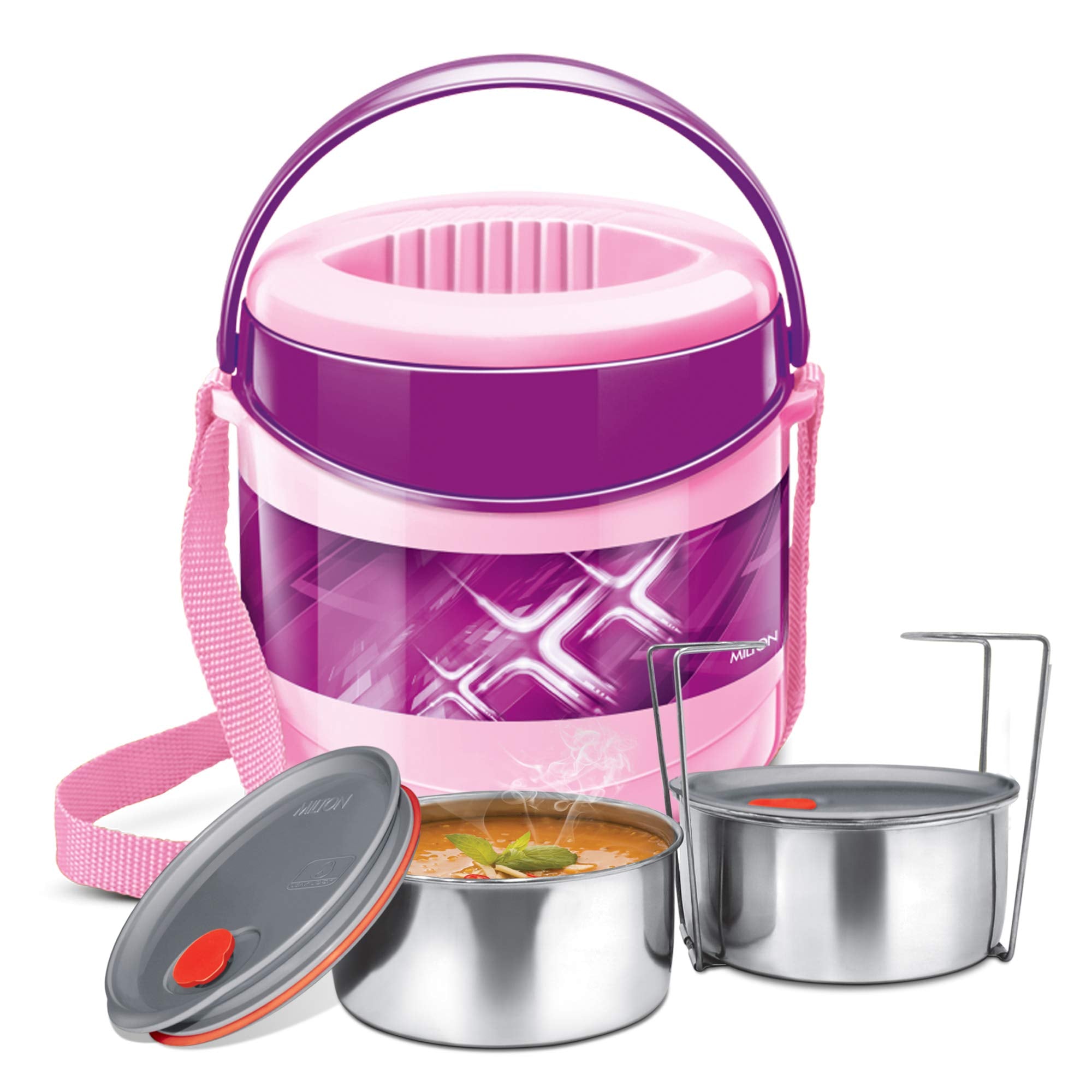 MILTON Econa Deluxe 2 Inner Stainless Steel Tiffin Box, Pink