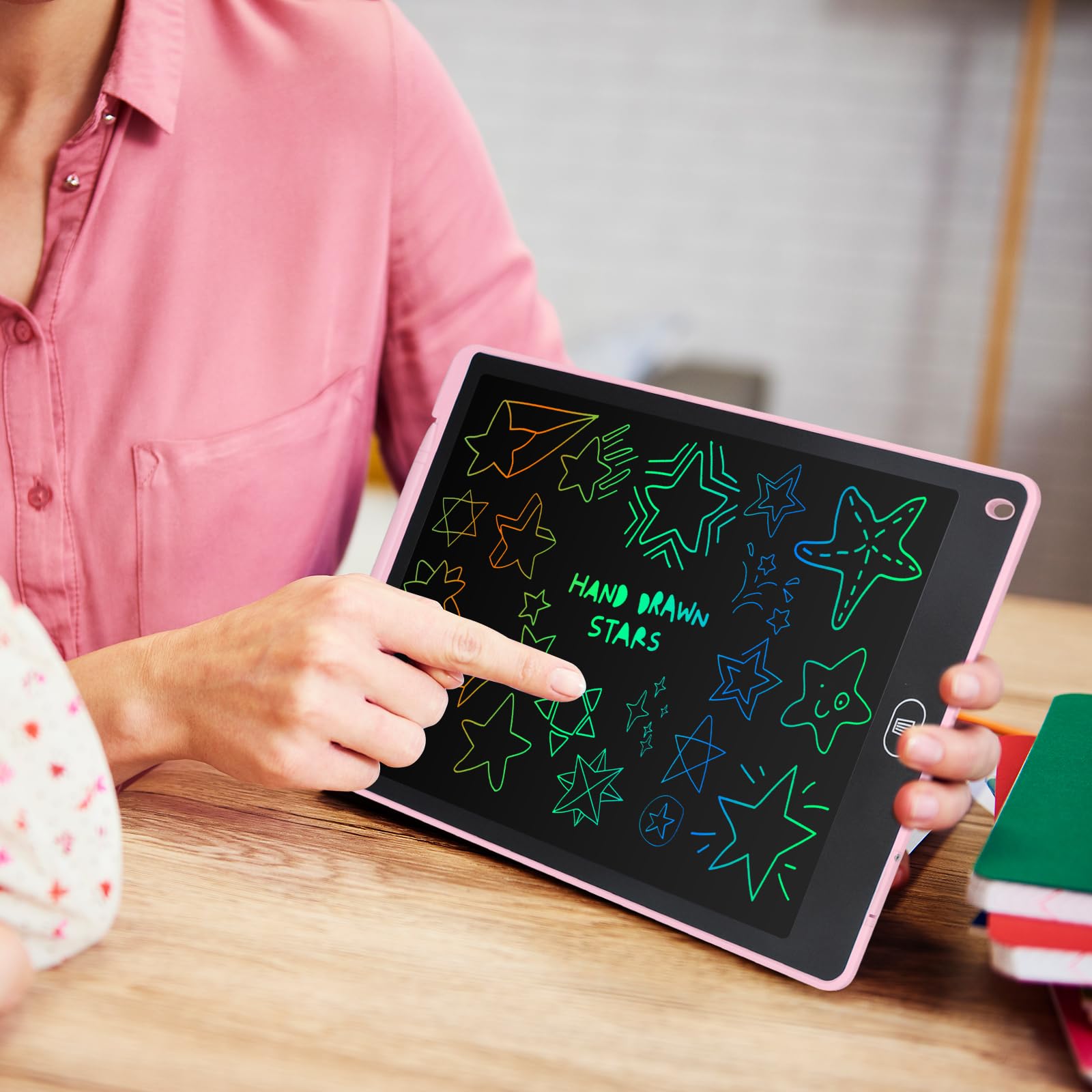 Coolzon 12-Inch Pink LCD Writing Tablet for Kids, Portable Drawing Pad with Erase Button and USB Charging