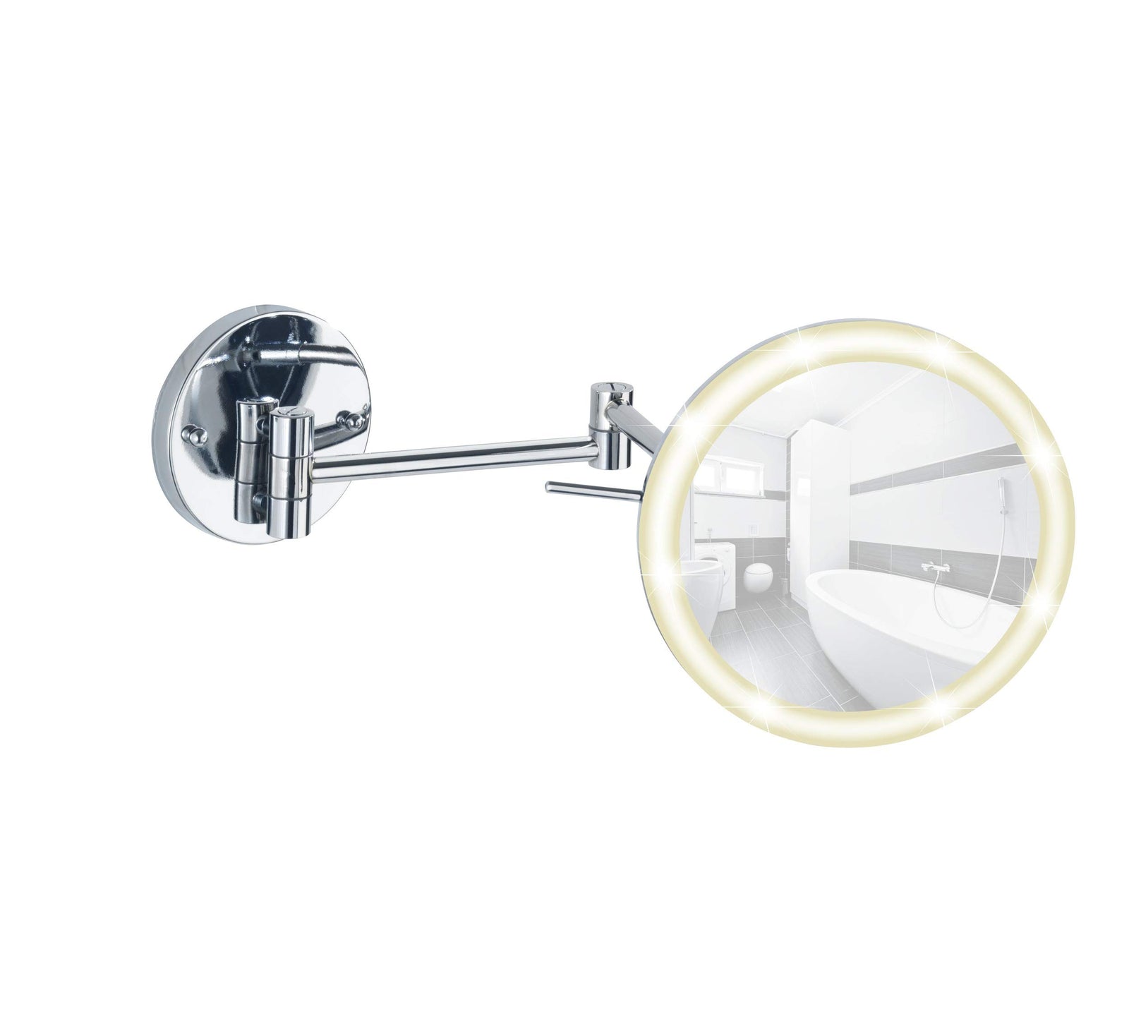 مرآة الحائط المزودة بإضاءة LED من وينكو Power-Loc Aura تجمع بين الأناقة والوظيفة والإضاءة الحديثة للحمام أو غرفة الملابس. تتميز بإضاءة LED مدمجة توفر إضاءة ساطعة ومتساوية لتسهيل وضع المكياج