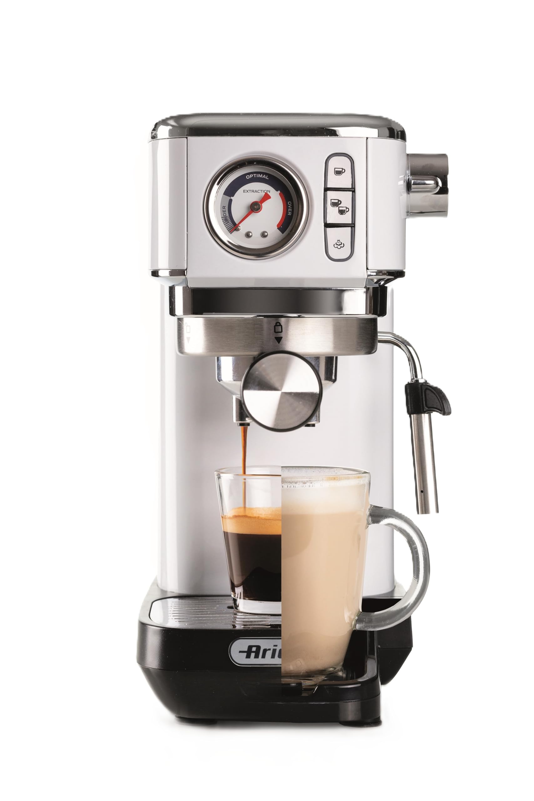 ماكينة قهوة Ariete بقوة 1300 واط مع مقياس ضغط – سعة 1.1 لتر، ضغط 15 بار، متوافقة مع بودات ESE وبود القهوة، جهاز كابتشينو،  – خدوش بسيطة
