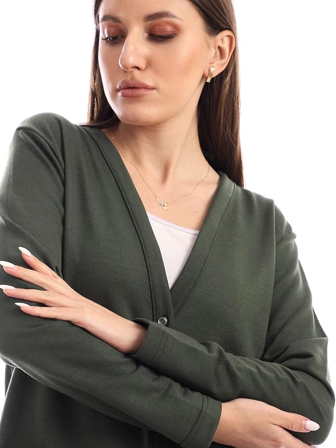 كارديجان نسائي طويل ناعم بأزرار من جميلة - طويل الأكمام 