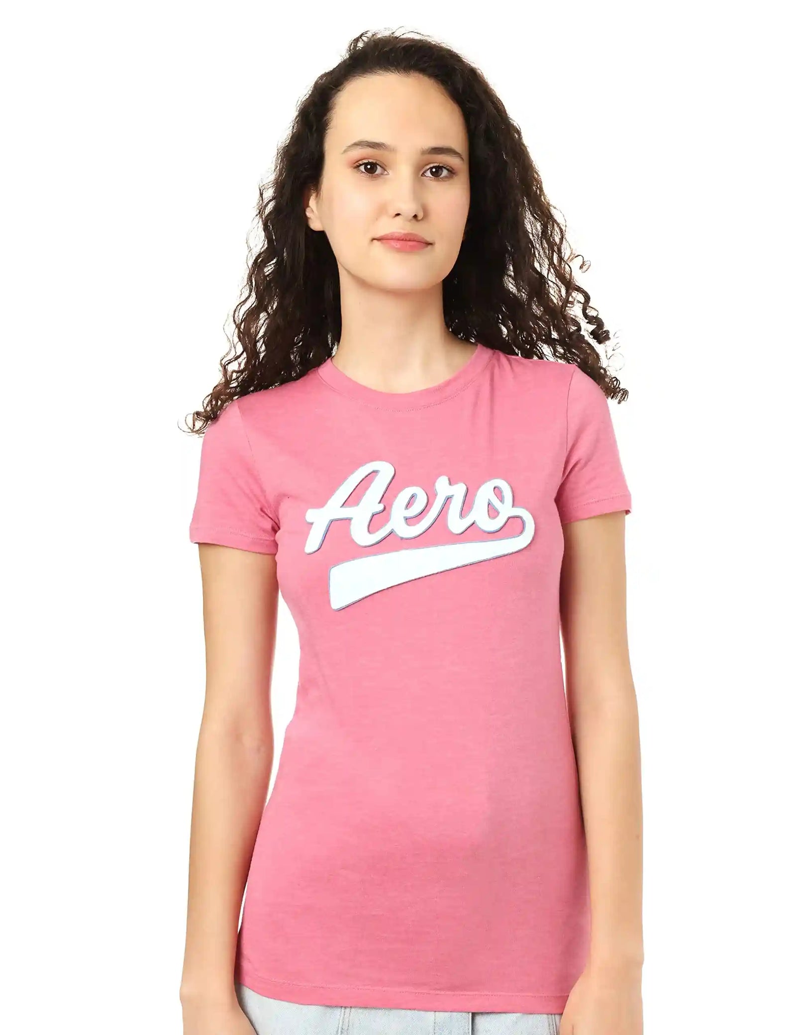 تيشيرت نسائي من أيروبوستال بنقشة متباينة بأكمام قصيرة – تصميم كاجوال مريح