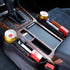 Car seat gap filler organizer between front seat car organizer and storage box, auto premium pu leather console with cup holder, car pocket for interior essentials (for passenger side)