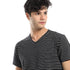 Kady V Neck Striped Cotton T-Shirt For Men,Soft and breathable cotton fabric for all-day comfort.