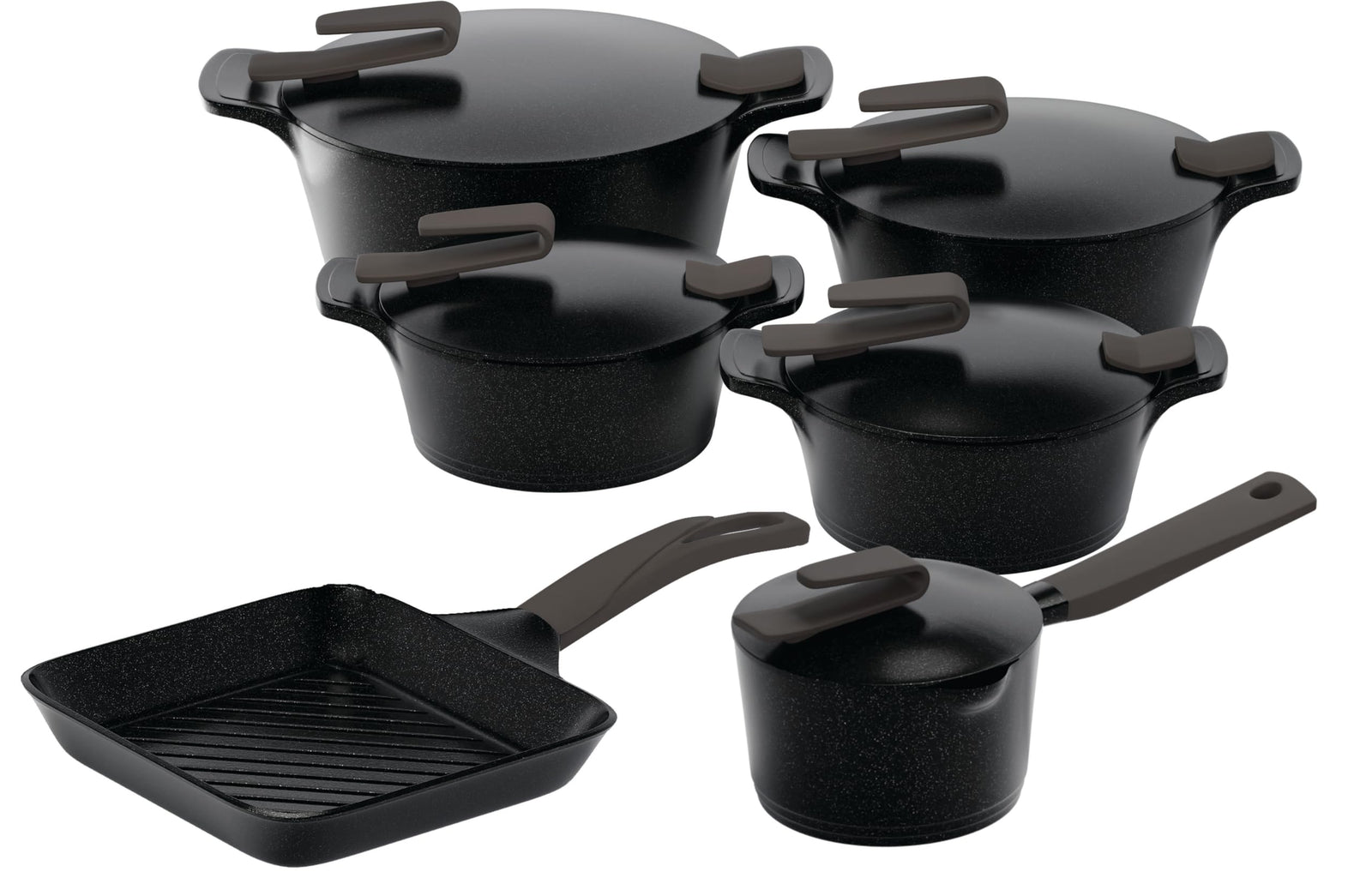 Pyrex Granite Pots, Grill Pan and Casserole 11-Pieces Set, Scratch- and heat-resistant surface - Damage Box