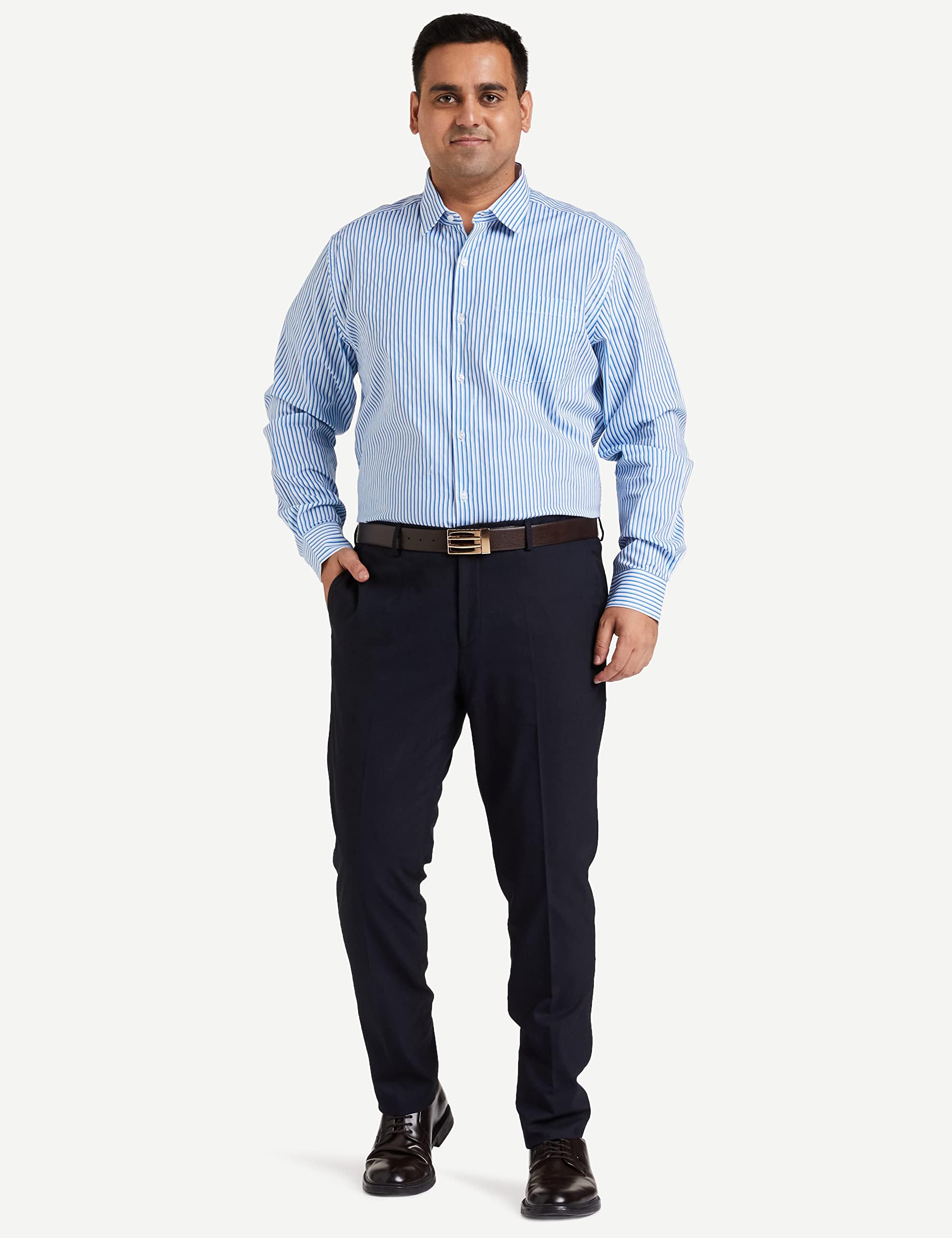 Diverse Men's Striped Regular Fit Cotton Formal Shirt