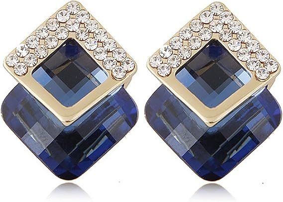 Shining Diva Fashion Women Crystal Earrings 18K Gold Plated Blue Designer Jewelry – Safqqa Egypt