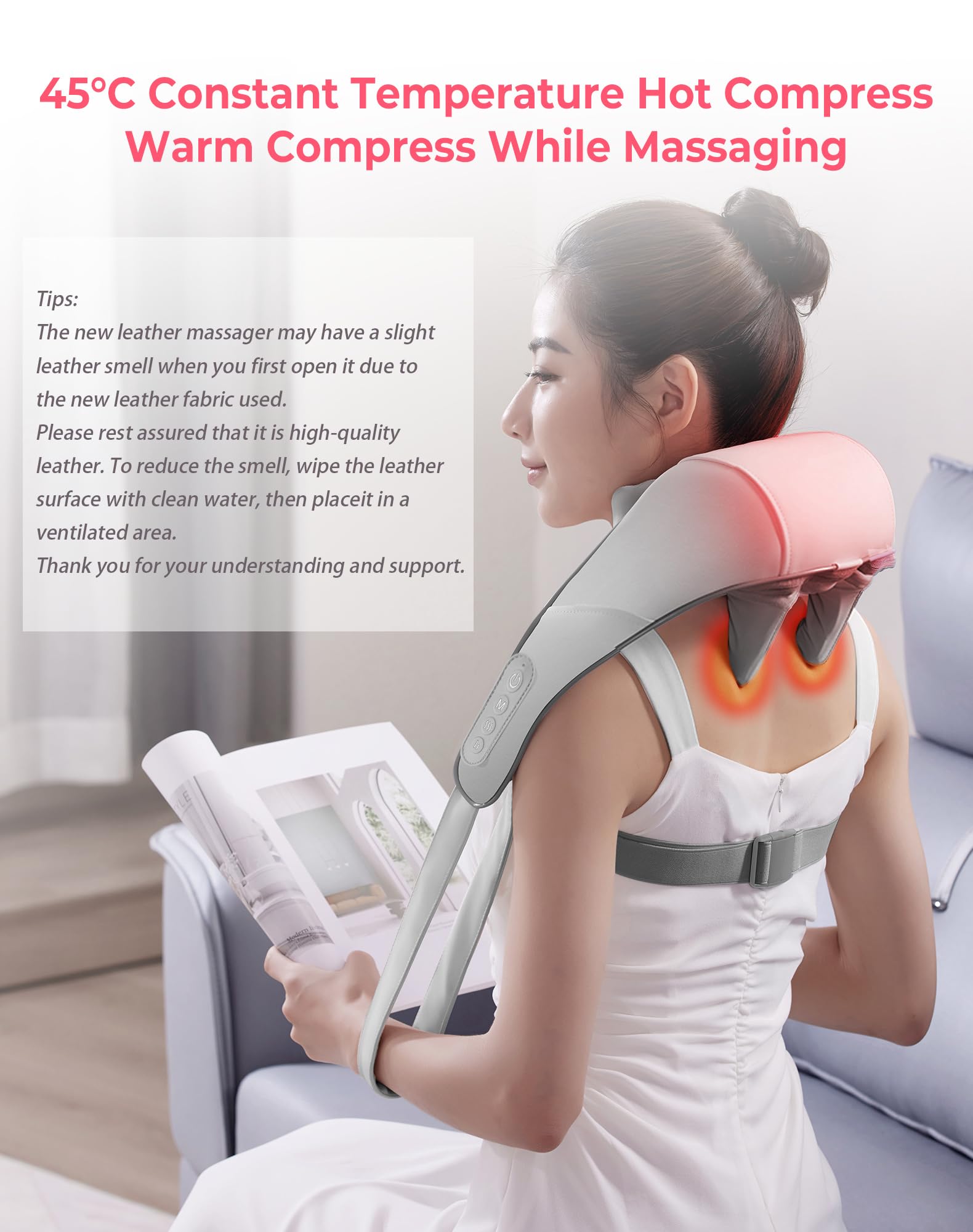 Atopskins Cordless Shiatsu Neck and Back Massager with Heat - Deep Tissue Pain Relief, 6D Kneading Heated Neck Massage for Cervical Pain - Safqqa Egypt