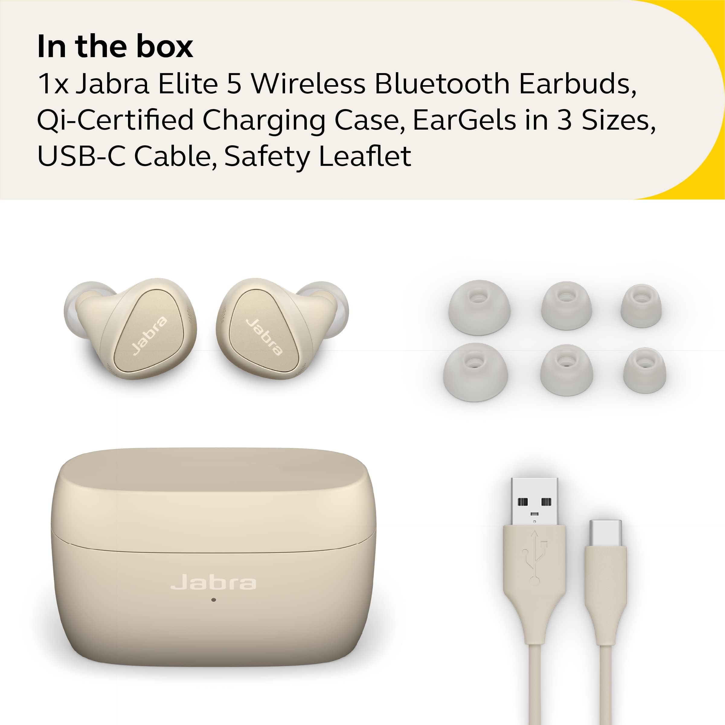 Jabra Elite 5 True Wireless In Ear Bluetooth Earbuds with Hybrid Active Noise Cancellation (ANC), 6 built-in Microphones for Clear Calls, Small Ergonomic Fit and 6 mm Speakers – Safqqa Egypt