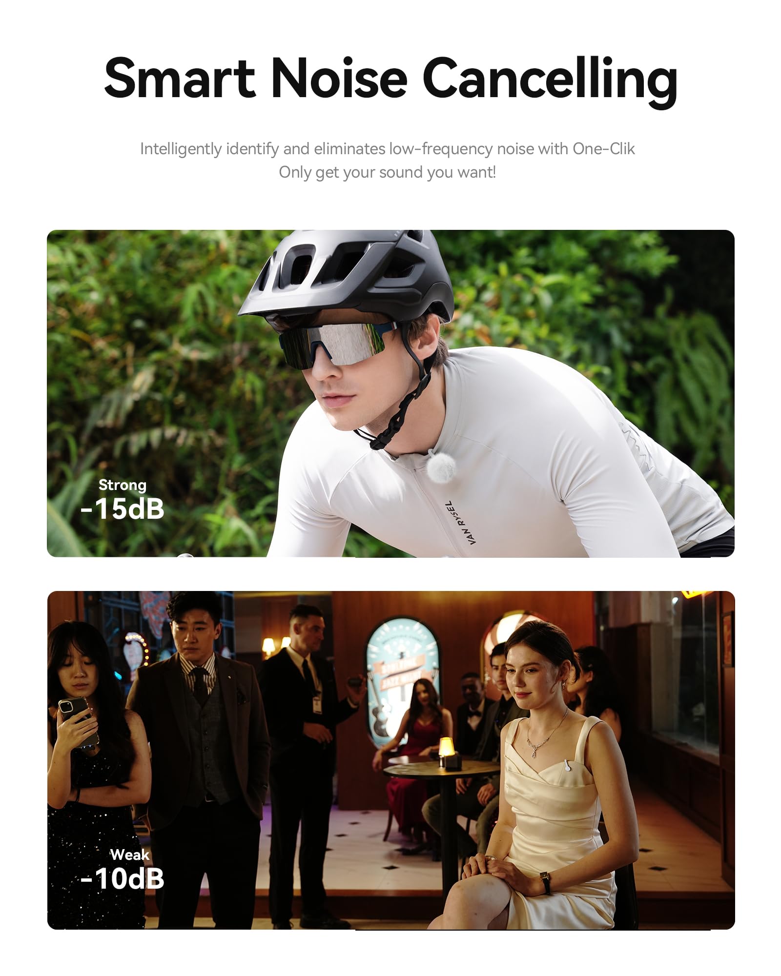 نظام ميكروفون لاسلكي ثنائي الأشخاص من هوليلاند للكاميرات والأجهزة المحمولة (2.4 جيجاهرتز، أبيض فضائي)