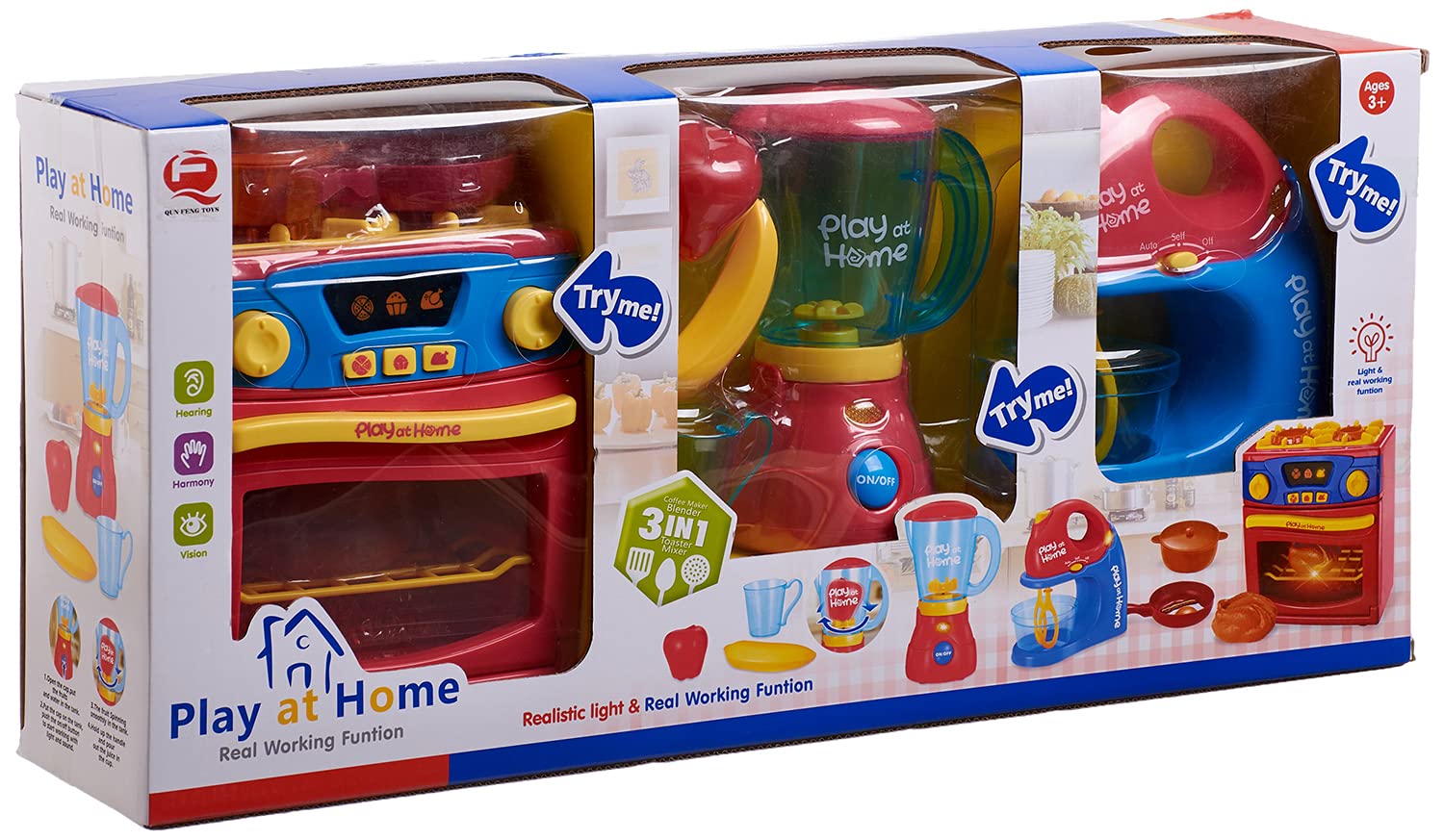 Qun Feng Toys Battery Operated 3-in-1 Kitchen Playset for Girls