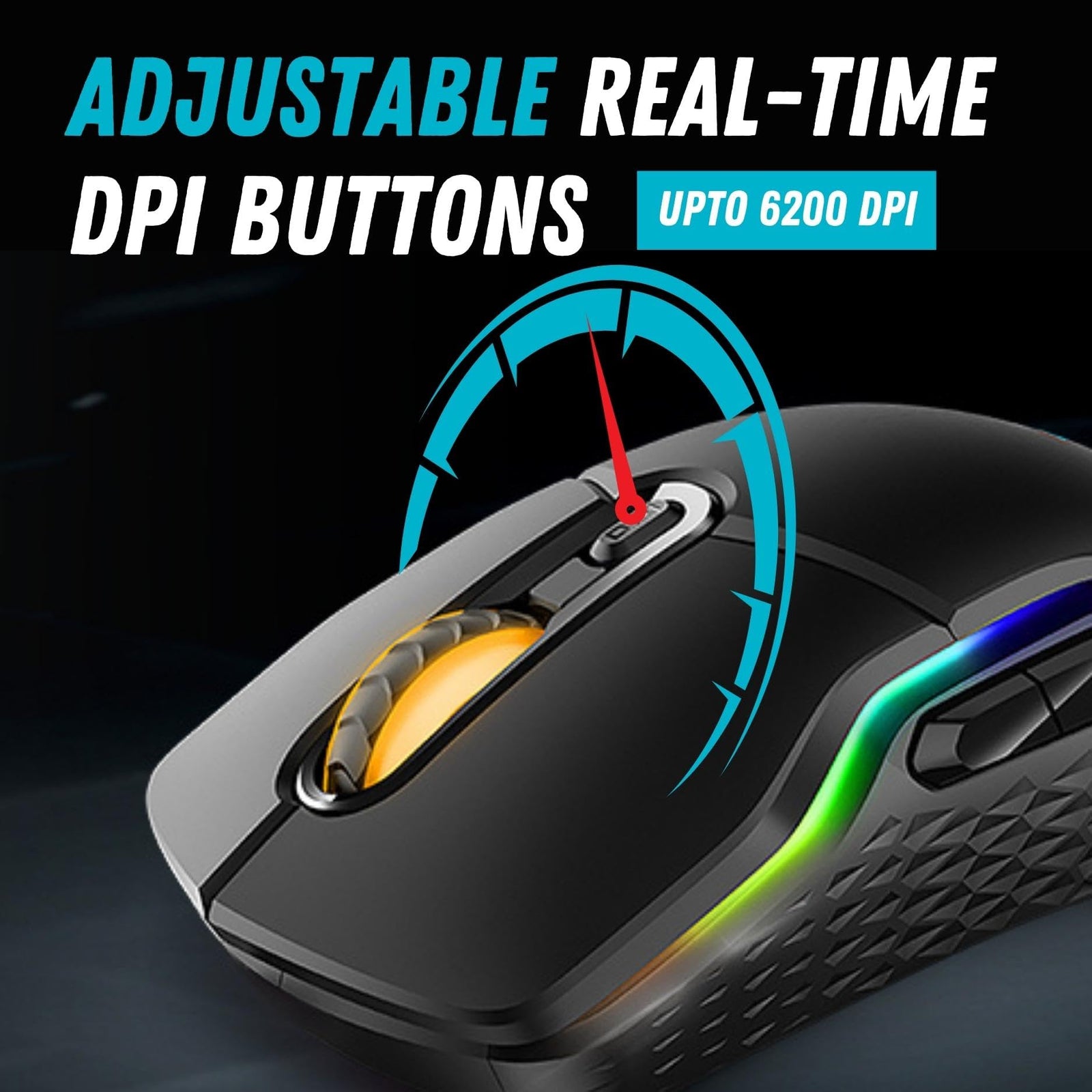 Rapoo VPRO VT200 IR RGB Wired Gaming Mouse Programmable Buttons 6200 DPI LED Multicolor Black