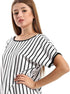 Jamila Women Blouses Deep Open Back Striped Tunic With Decorated Fringes - Safqqa Egypt