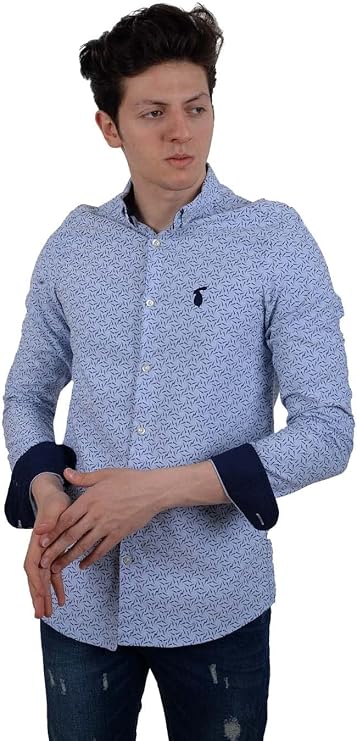 White Rabbit Men's Printed Long-Sleeve Shirt with Side Logo