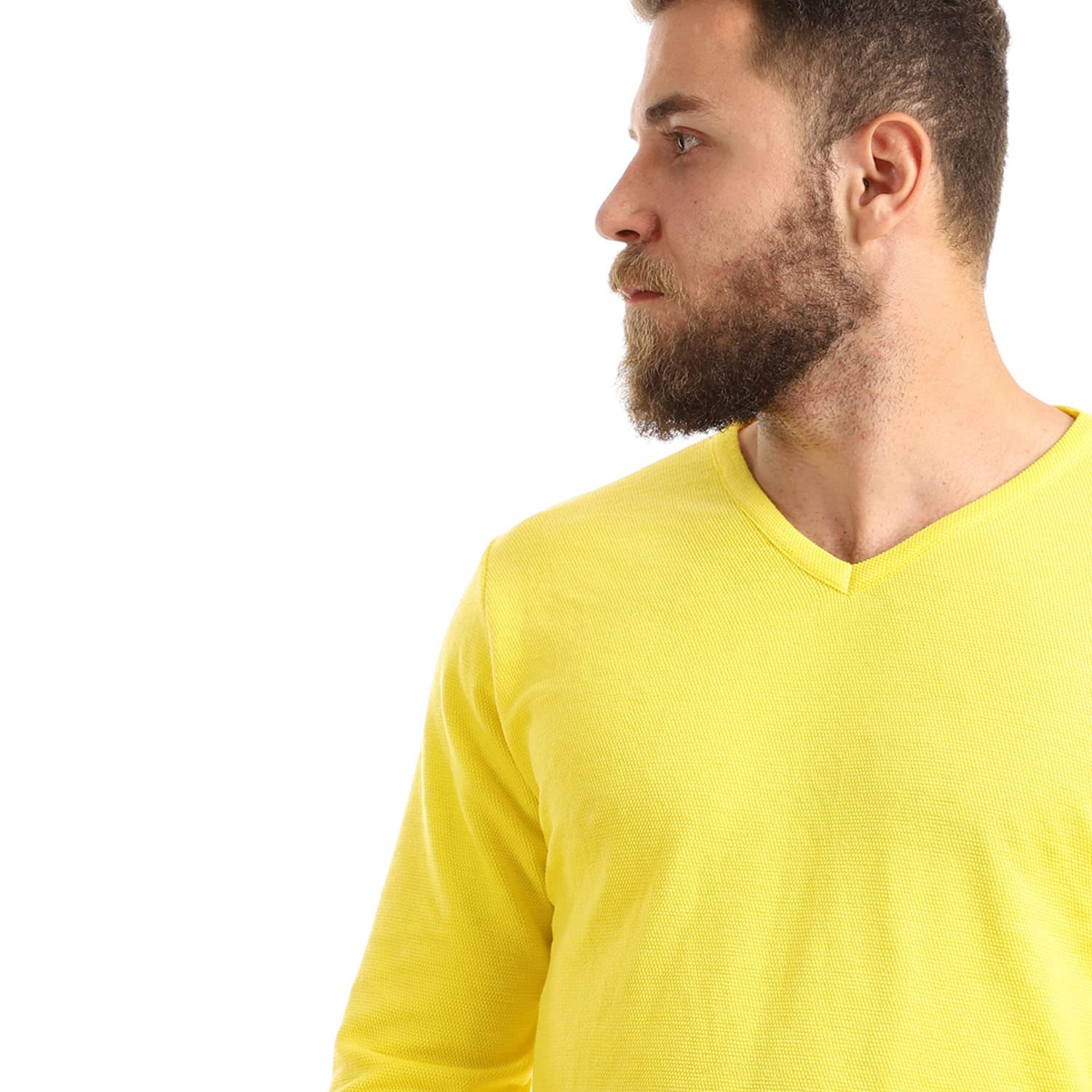 Off Cliff Men’s Plain V-Neck Long Sleeve Casual T-Shirt