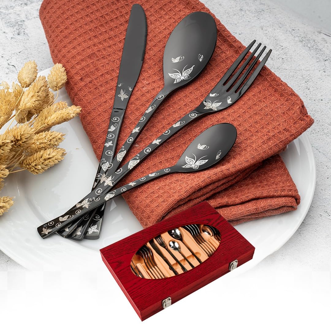 Modern Home 24-Piece Stainless Steel Cutlery Set - Safqqa