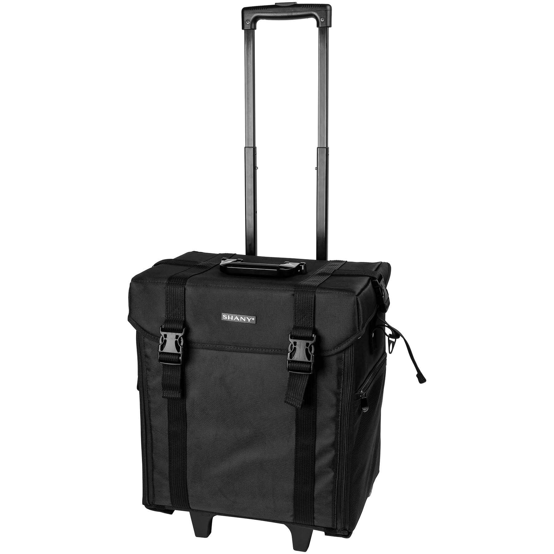 Shany Soft MakEUp Artist Rolling Trolley Cosmetic Case With Free Set Of Mesh Bags - Jet Black – Safqqa Egypt